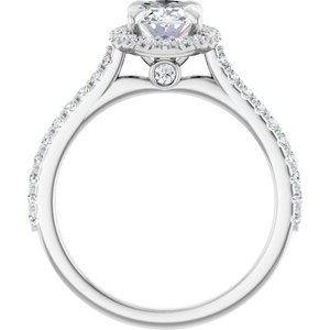 Platinum 8x6 mm Oval Forever One™ Moissanite & 1/3 CTW Diamond Engagement Ring